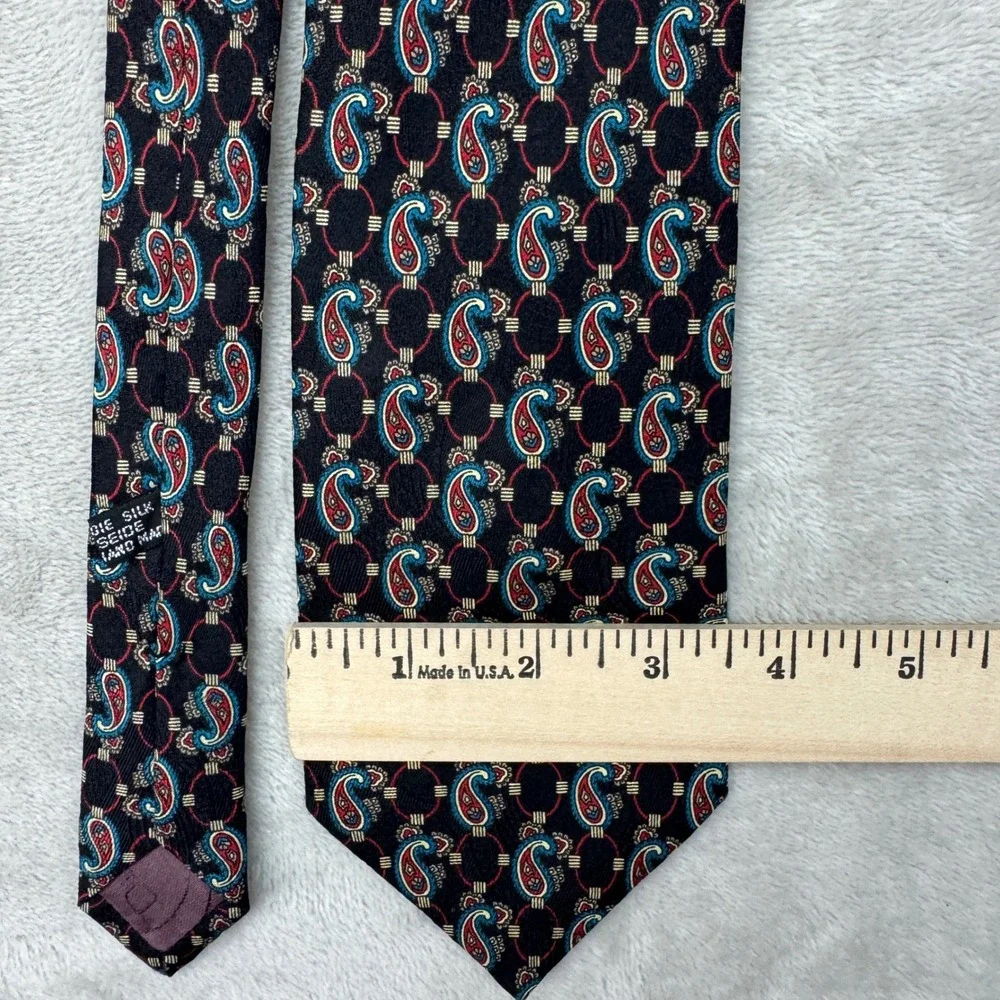Christian Dior Tie Mens 3.5 Black Paisley Silk Vintage Formal Designer Accessory